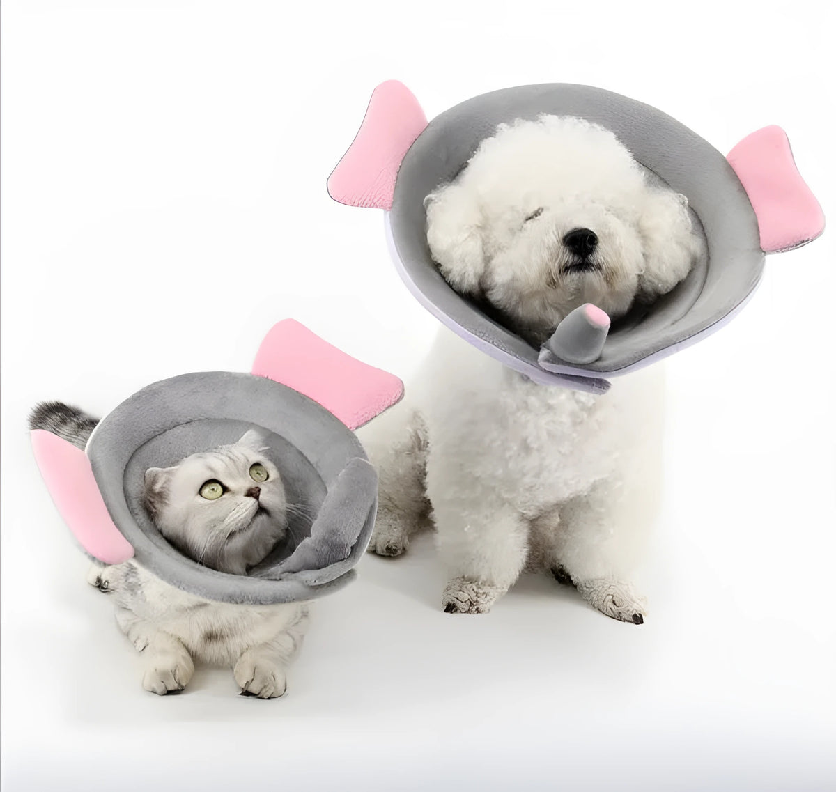 Soft fleece pet protection collar in grey with plush texture for dogs, cats, and small pets