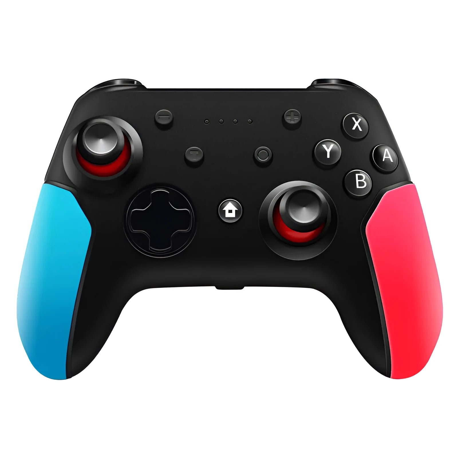 Bluetooth gamepad controller for Switch, PC, and Android in red and blue colour options.
