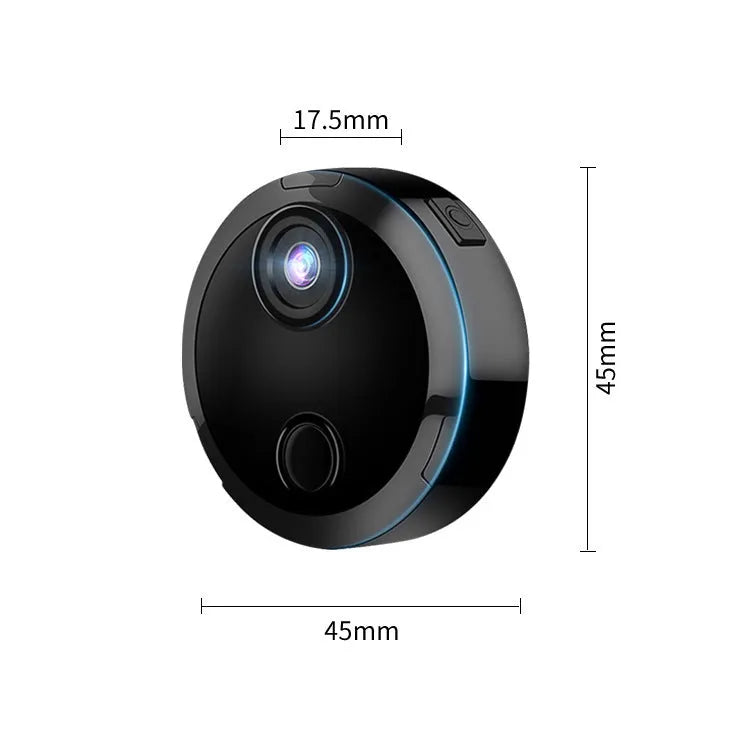 HDQ15 outdoor sports camera in bright plastic, 45x45x13mm, with bracket and back clip.