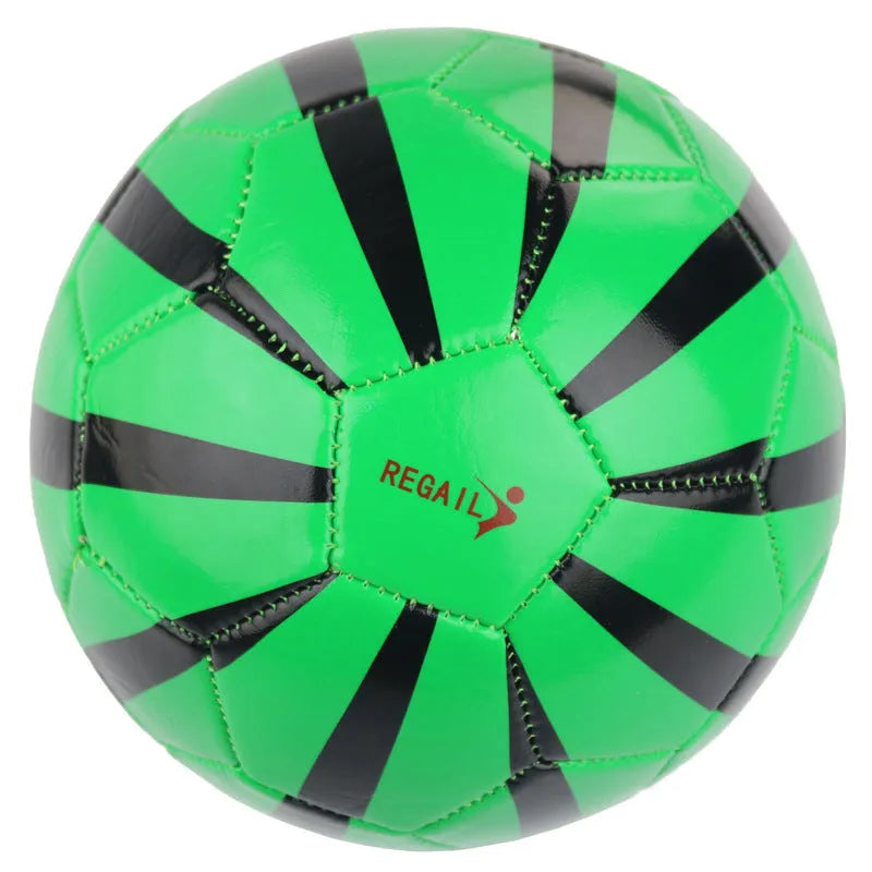 Size 2 children's football with soft leather cover, available in six colour and pattern options