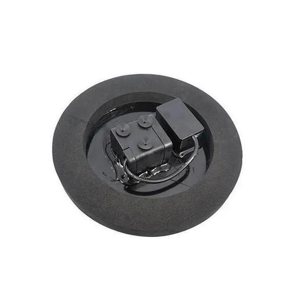 Black solar-powered fountain pump with multiple nozzles for garden ponds and birdbaths.