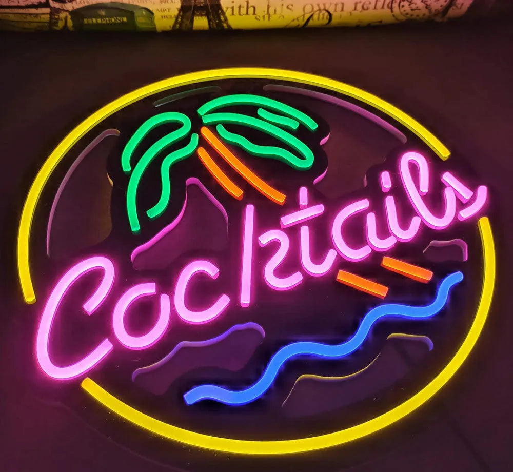 LED coffee neon billboard sign with mixed colour lights for commercial interior decoration