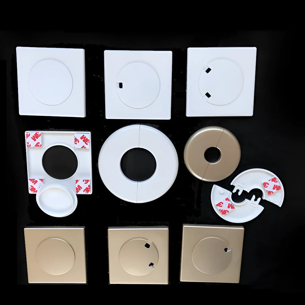 Square ABS plastic decorative wall hole cover with 3M adhesive for concealing air conditioner ports and cables