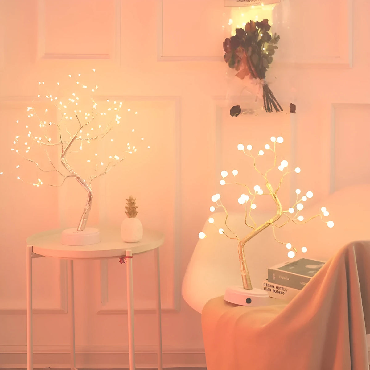 LED Christmas tree night light with touch base in warm white, white, pink or multi-colour lighting