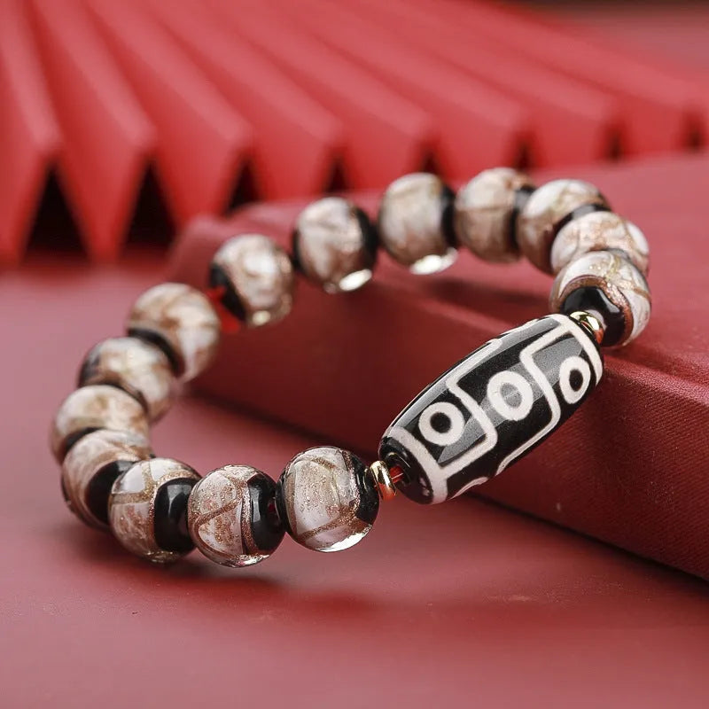 Ancient Chinese style bracelet with colourful coloured glaze beads and snake patterns in 10mm 12mm 14mm sizes