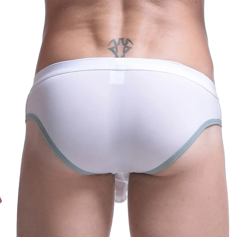 Men's ice silk bazooka briefs with bullet separation function in mid waist style