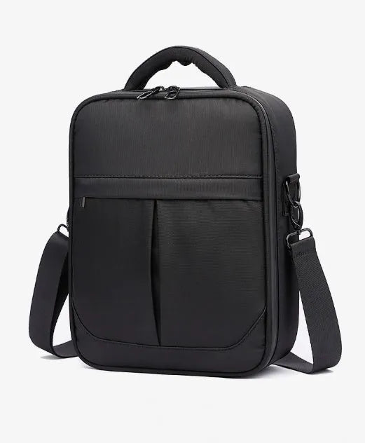 Black Oxford fabric mens messenger shoulder bag showing front view