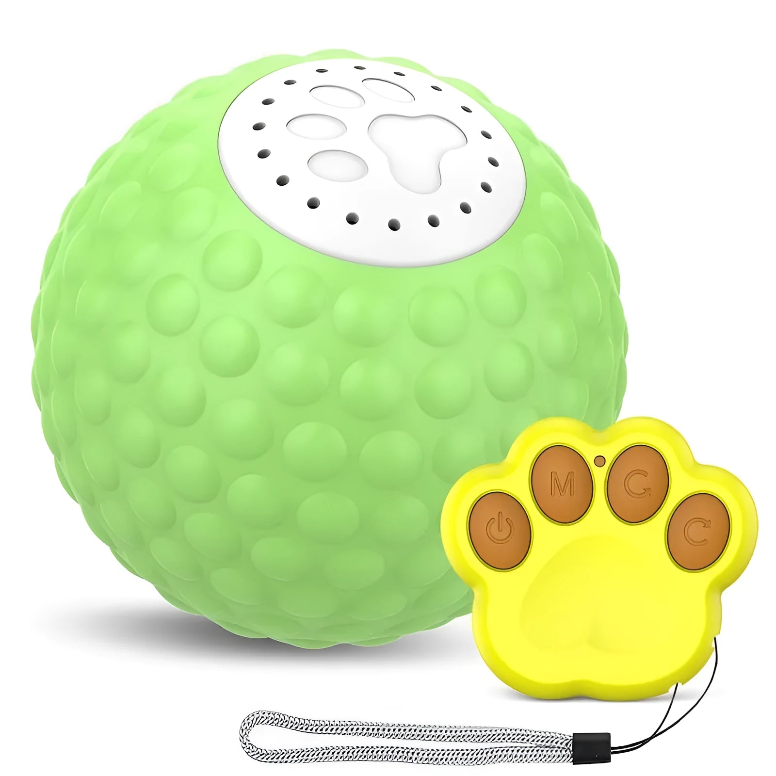 Smart remote control cat ball toy in blue, green or yellow colours with rolling motion and sound features