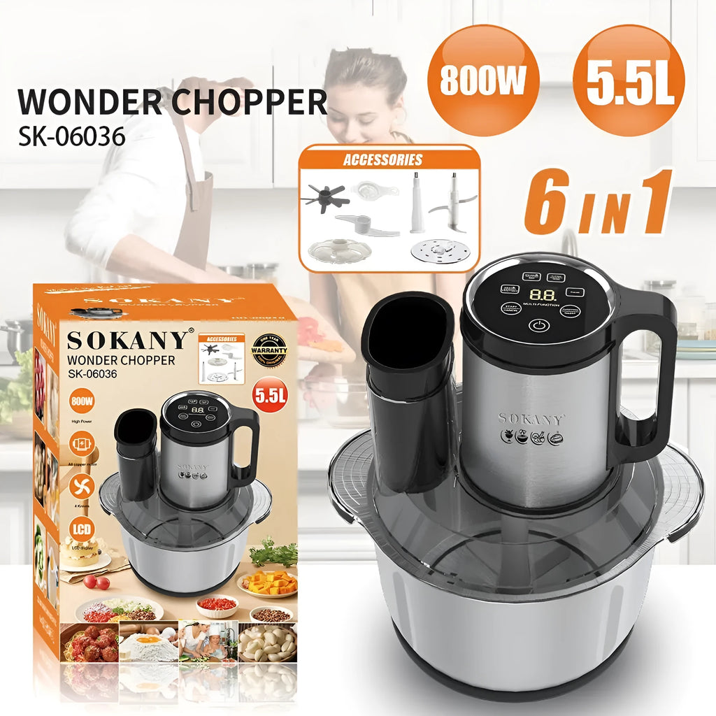 06036 colour stainless steel meat grinder with 5L capacity bowl and adjustable speed control