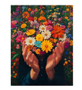 DIY digital oil painting kit with 40x50cm frameless canvas, 24 colours, three brushes, paint, and hooks