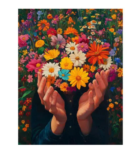 DIY digital oil painting kit with 40x50cm frameless canvas, 24 colours, three brushes, paint, and hooks