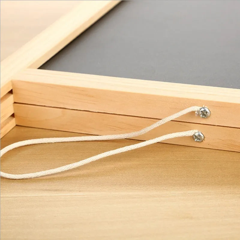 A-shaped wooden easel with double-sided 20 x 30 cm blackboard and whiteboard in wood colour finish