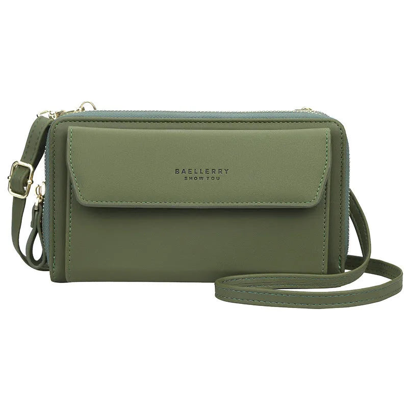 Ladies long wallet with double zipper in soft PU leather, available in six colours