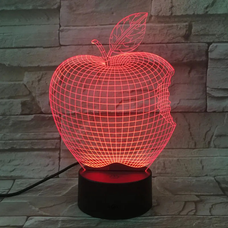 3D fruit shaped colourful LED night light with touch control interface