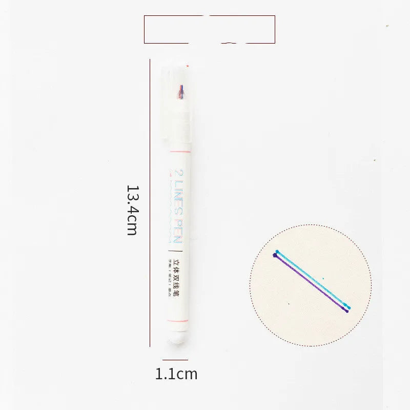 Two-colour highlighter pen with 0.5mm tip for student note marking
