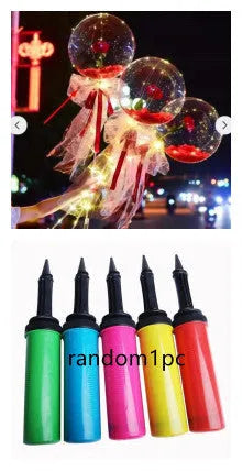 Transparent LED luminous balloon rose bouquet with artificial flowers and glowing lights for DIY party decoration