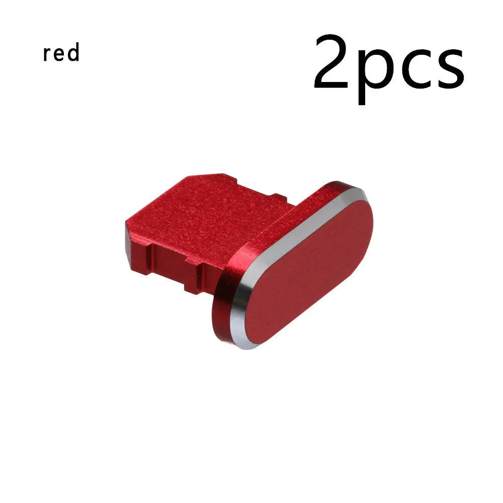 Aluminium alloy dust plug for iPhone charging port in multiple colour options.