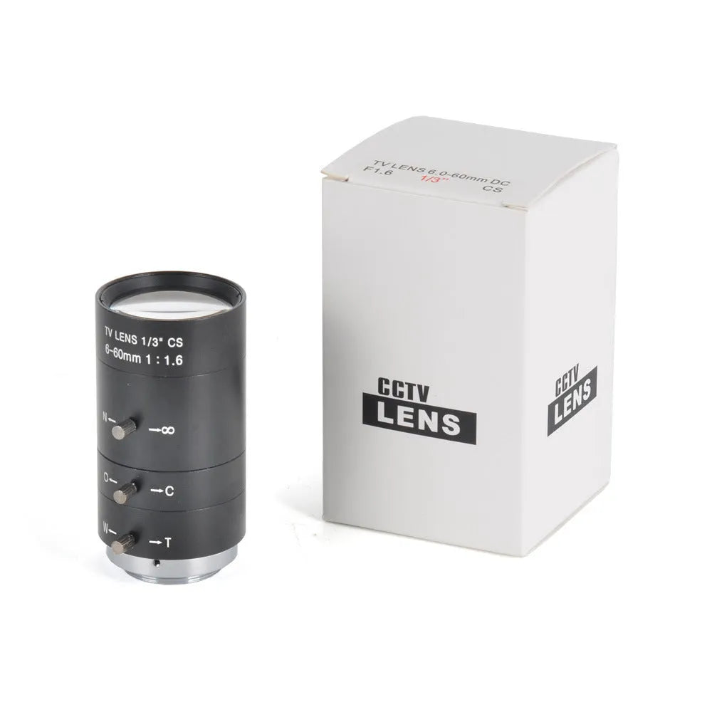 Black manual aperture 6-60mm CS mount camera lens for CCTV security cameras