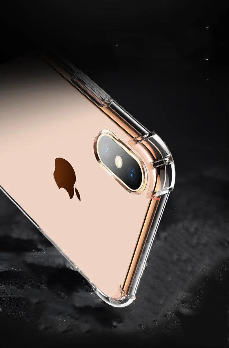 Transparent white TPU silicone shockproof case for iPhone showing clear design and protective edges