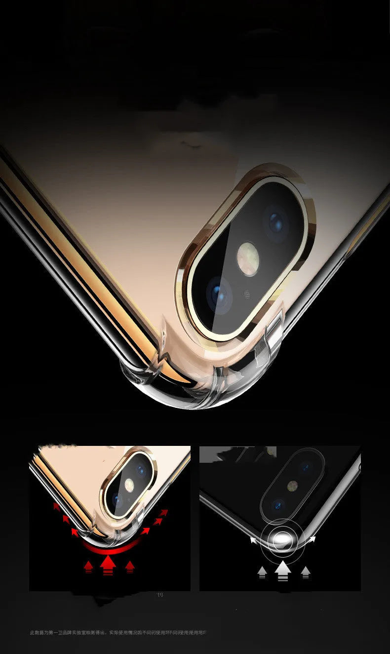 Transparent white TPU silicone shockproof case for iPhone showing clear design and protective edges