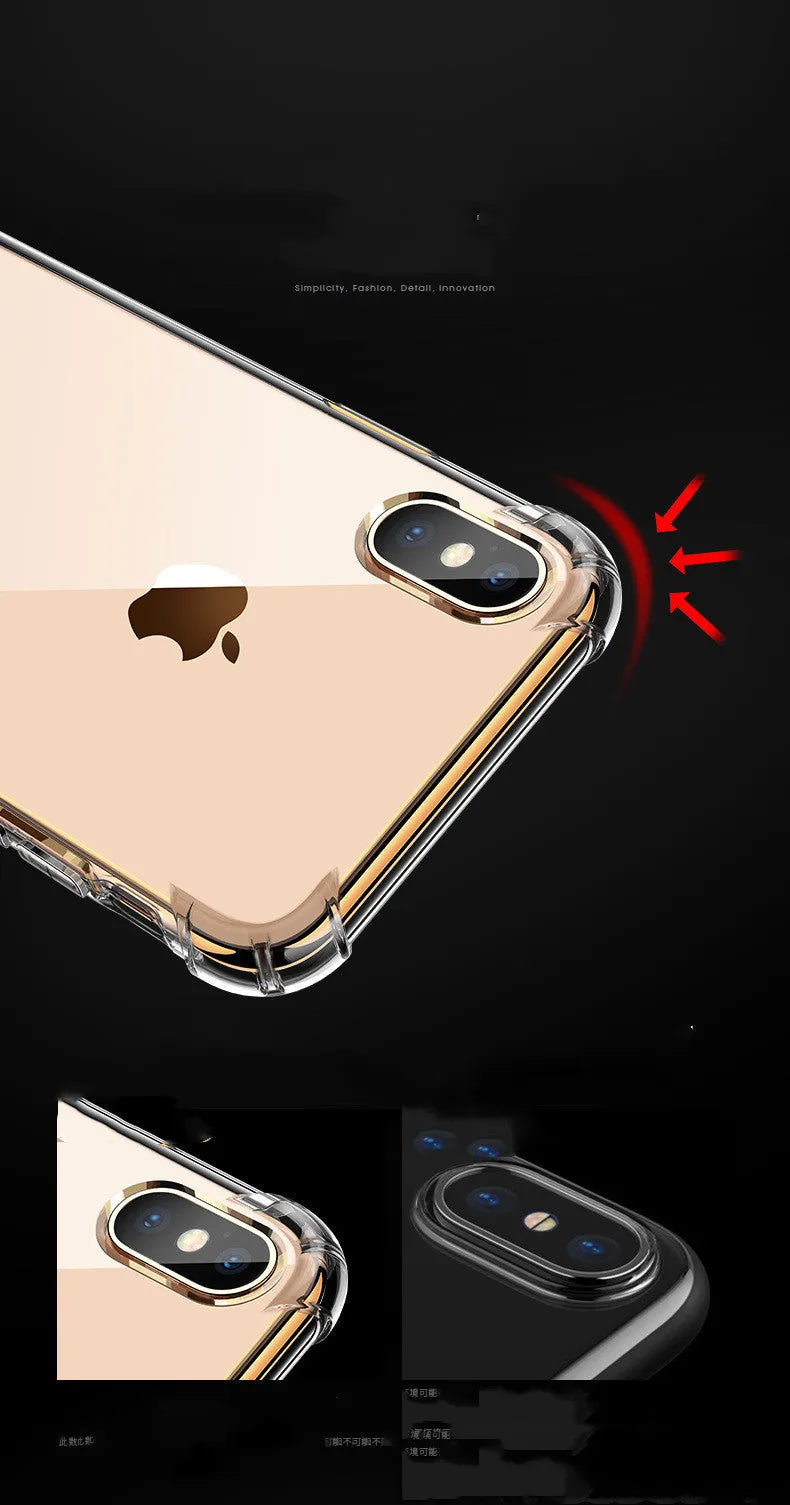 Transparent white TPU silicone shockproof case for iPhone showing clear design and protective edges