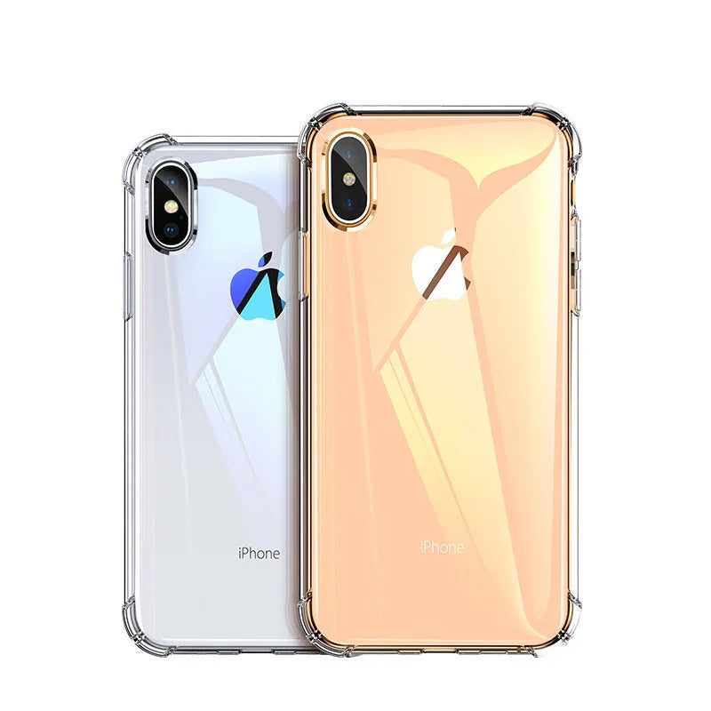 Transparent white TPU silicone shockproof case for iPhone showing clear design and protective edges