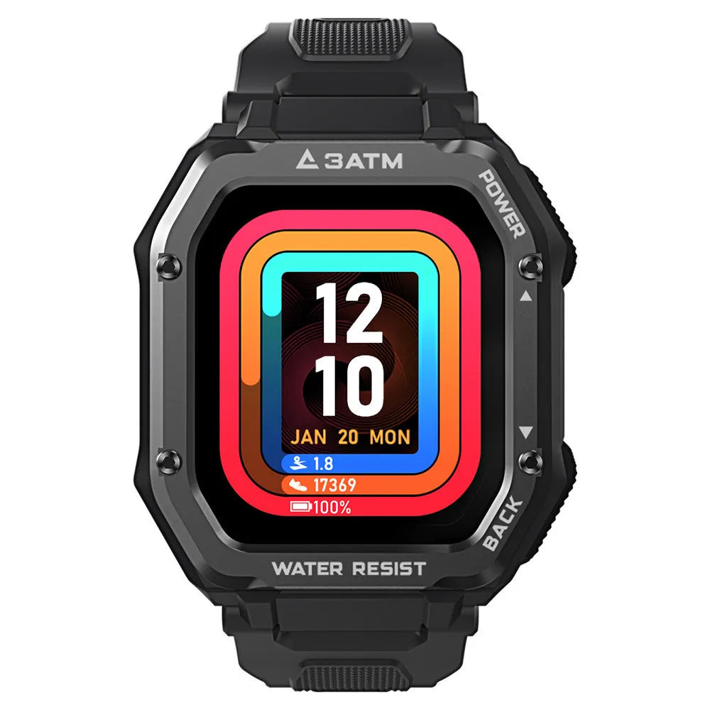 Outdoor sports smart watch with 1.69 inch screen showing sports tracking interface