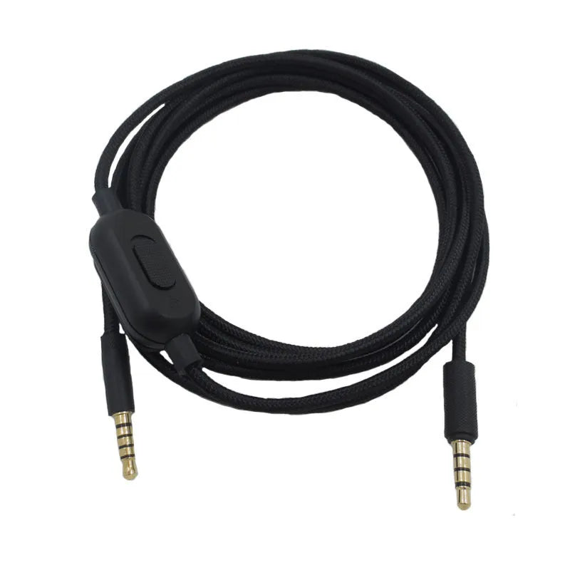 Black universal audio cable for game headsets with oxygen-free copper wire construction