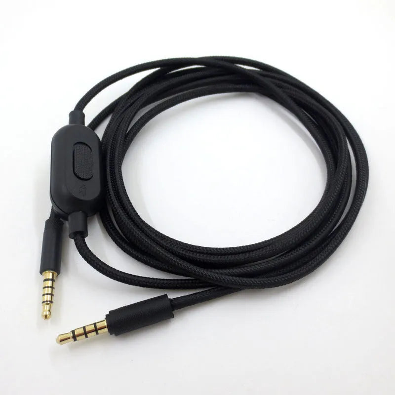 Black universal audio cable for game headsets with oxygen-free copper wire construction