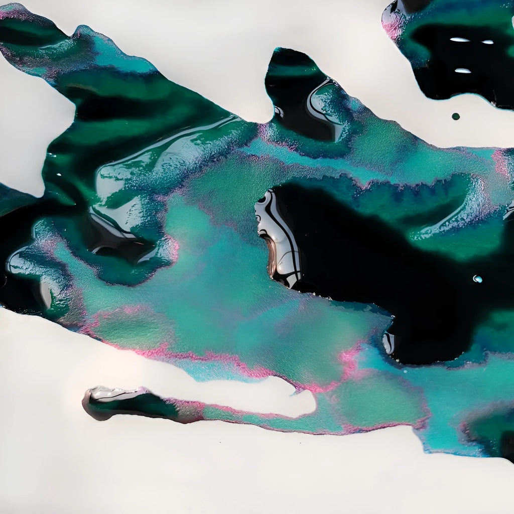 Strong sheen gradient fountain pen ink with gold powder effect in red tide and truffle colours