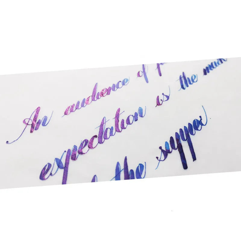 Strong sheen gradient fountain pen ink with gold powder effect in red tide and truffle colours