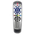 Flat black universal remote control for DISH Network and SAT VIP TV DVD devices.