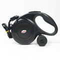 Automatic telescopic pet lead with ABS shell and nylon core, available in 5m flat belt or 8m round rope and six colours