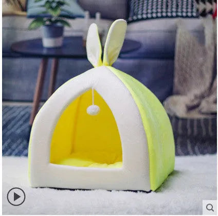 Soft cloth cat house pet bed for indoor cats and small dogs in grey colour