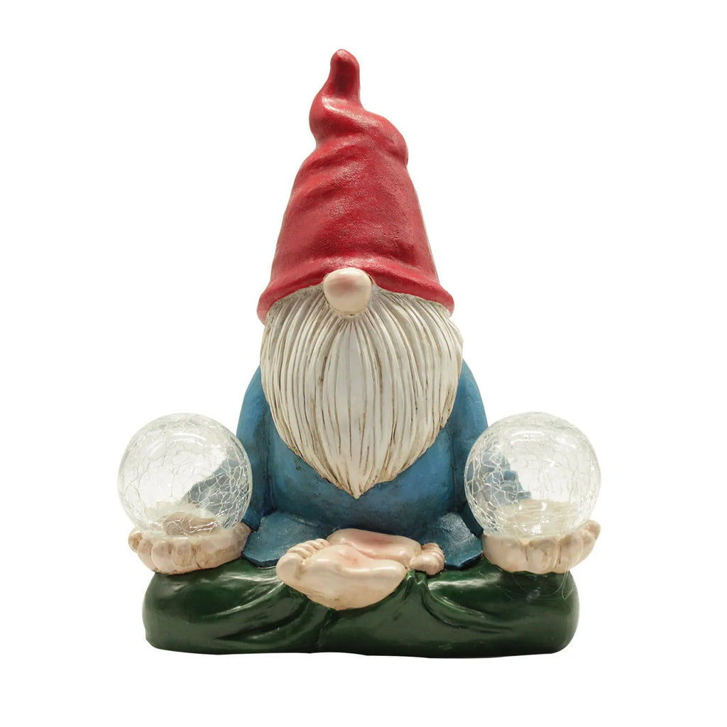 Solar LED resin dwarf statue faceless old man design 27x20cm outdoor garden ornament