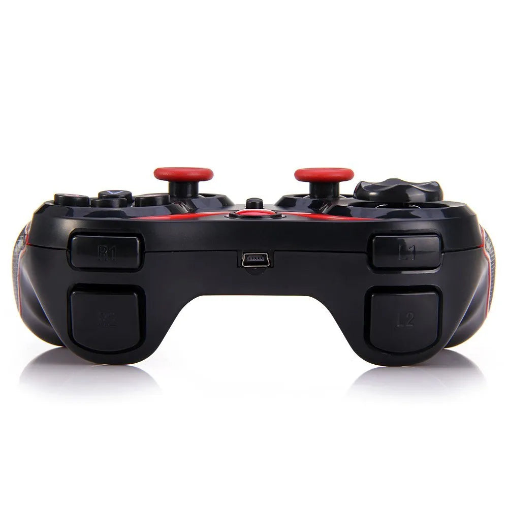 Black wireless Bluetooth game controller for mobile phones and tablets