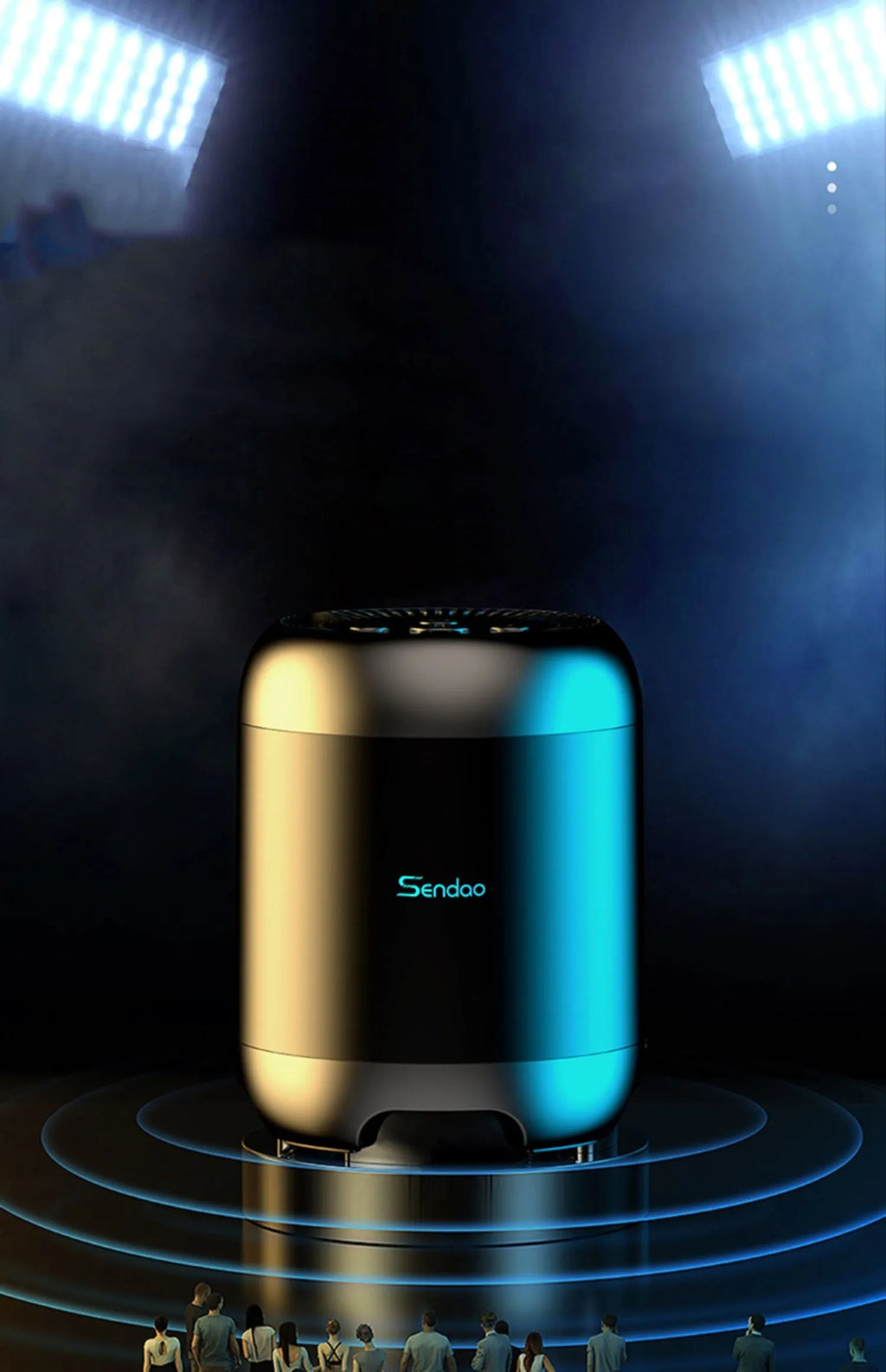 Compact black or white wireless Bluetooth speaker with card reader slot and USB port