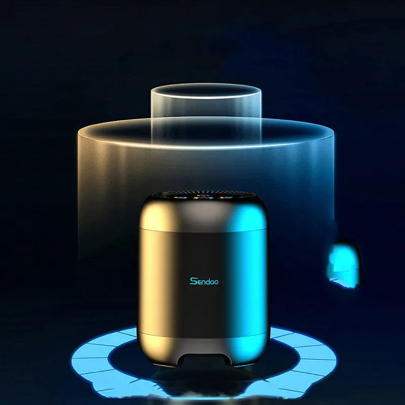 Compact black or white wireless Bluetooth speaker with card reader slot and USB port