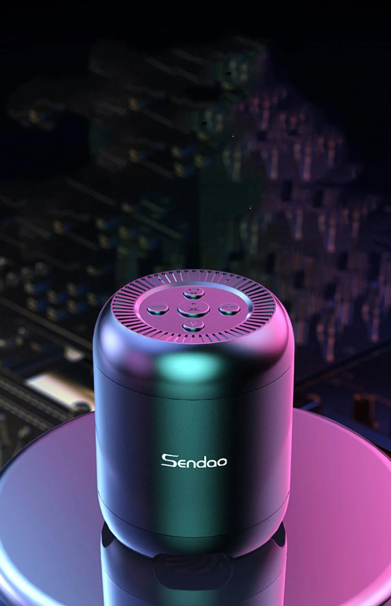 Compact black or white wireless Bluetooth speaker with card reader slot and USB port