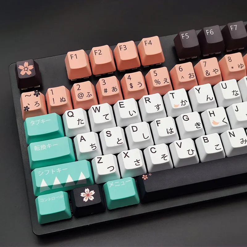Green animated keycaps for Cherry MX mechanical keyboards with wireless USB connection