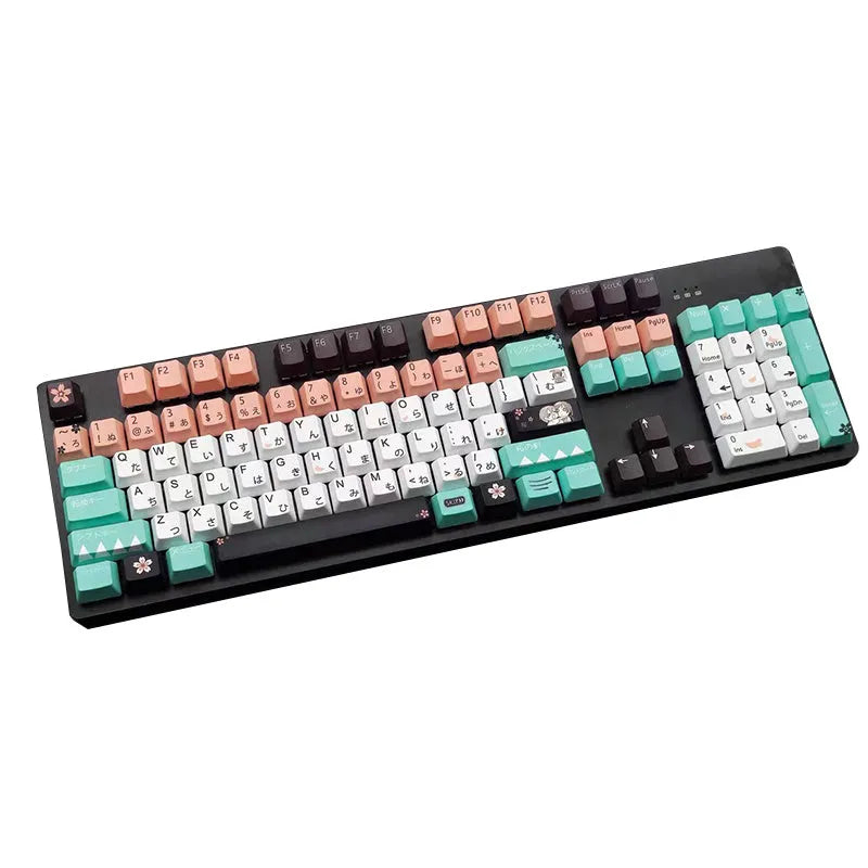 Green animated keycaps for Cherry MX mechanical keyboards with wireless USB connection
