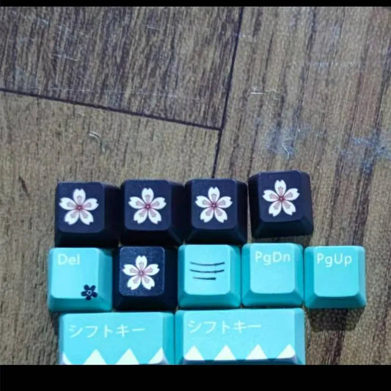 Green animated keycaps for Cherry MX mechanical keyboards with wireless USB connection