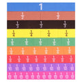 Plastic fraction teaching aid set with magnetic blocks and transparent rulers on a blue base.