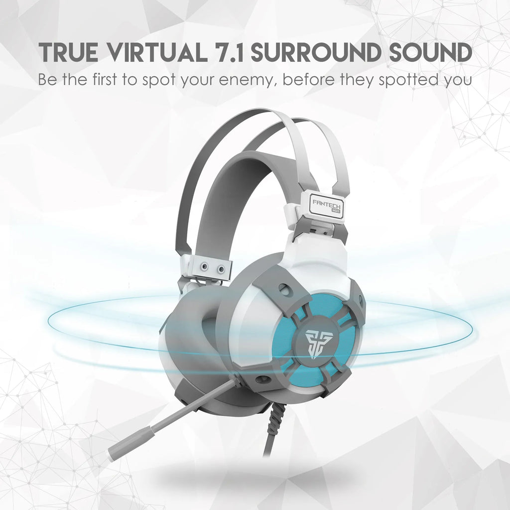 Black FANTECH HG11 USB gaming headset with RGB lights on the earcups