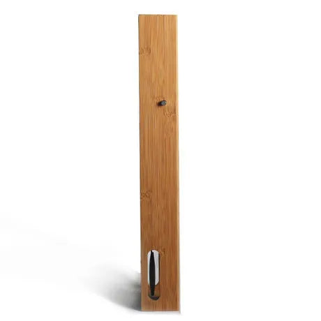 Rectangular bamboo wall clock in wood colour, 37 cm wide, single sided with number display