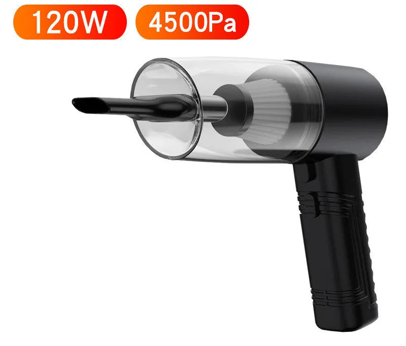 Powerful mini car vacuum cleaner with accessories in black or white for home and vehicle cleaning
