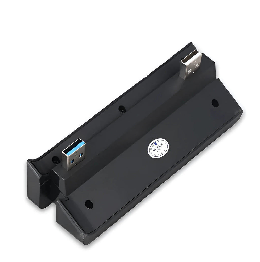 Black USB hub extender for PS4 Slim console with multiple USB ports
