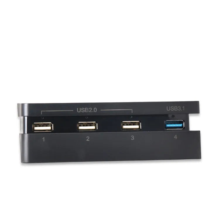 Black USB hub extender for PS4 Slim console with multiple USB ports