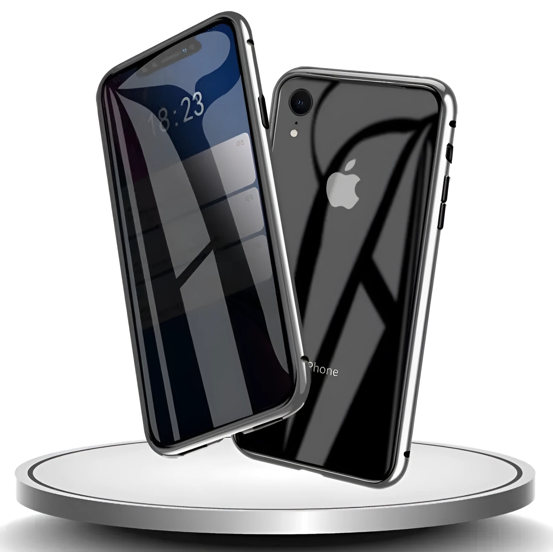Tempered glass anti-spy clamshell phone case in multiple colours for iPhone models