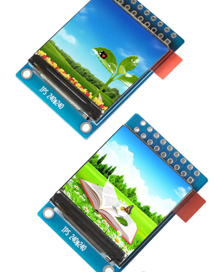 1.3-inch square IPS LCD colour display module with 240x240 resolution and 18-pin connector.